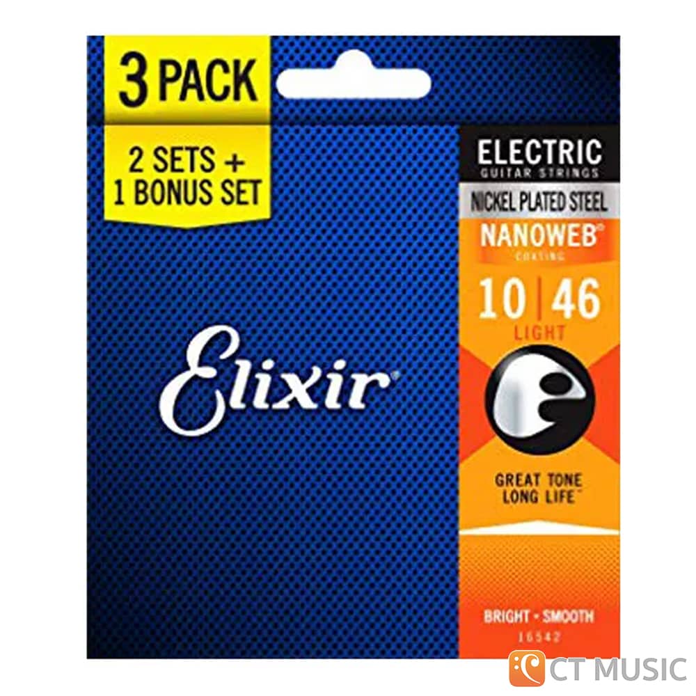 Elixir Strings Nickel Electric Guitar Strings with Nanoweb Coating, 3 ...